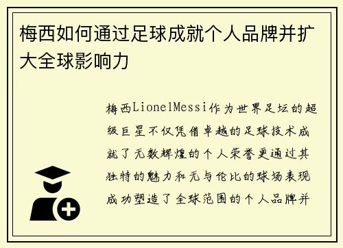 梅西如何通过足球成就个人品牌并扩大全球影响力